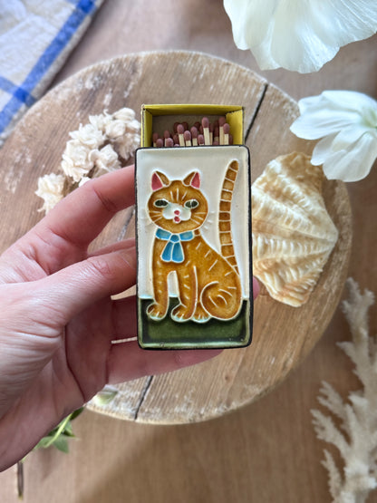 Vintage Studio Pottery ‘Ginger Cat’ Matchbox by Simanyi Ceramics