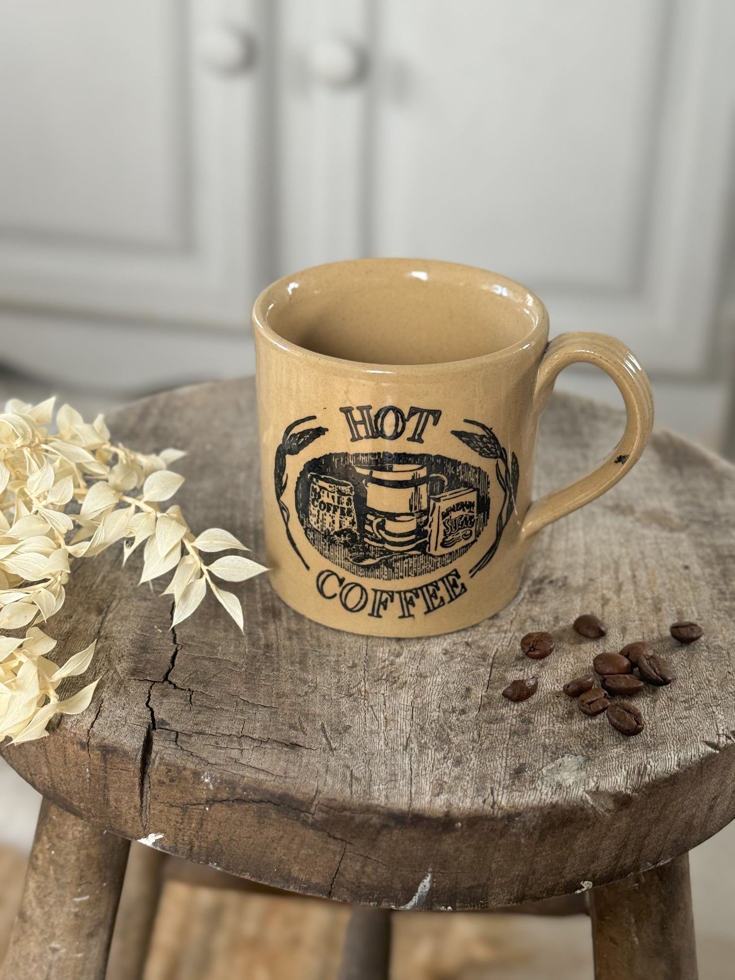 Vintage English Stoneware ‘Hot Coffee’ Mug