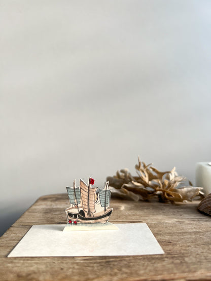 Vintage 1940s Hand-Painted Watercolour Miniature Paper Ships