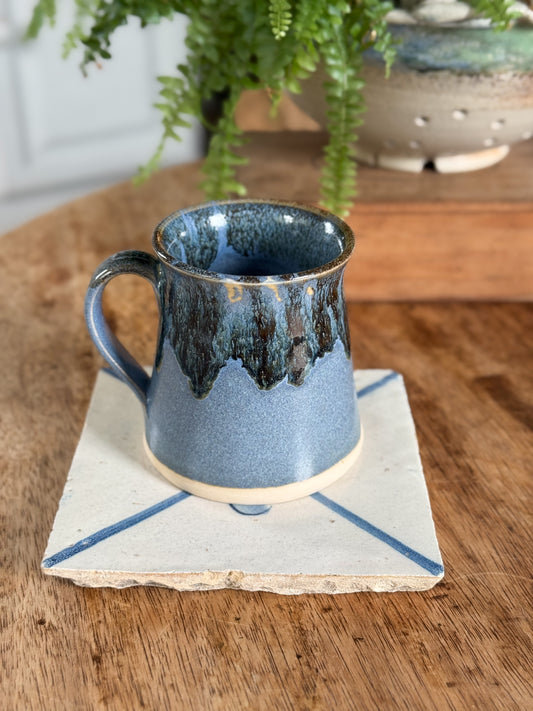 Vintage Studio Pottery Blue Drip Glaze Mug by Uig Pottery, Isle of Skye