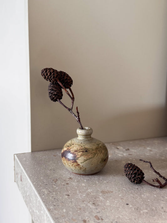 Vintage 1970 Miniature Studio Pottery Bud Vase - Signed & Dated