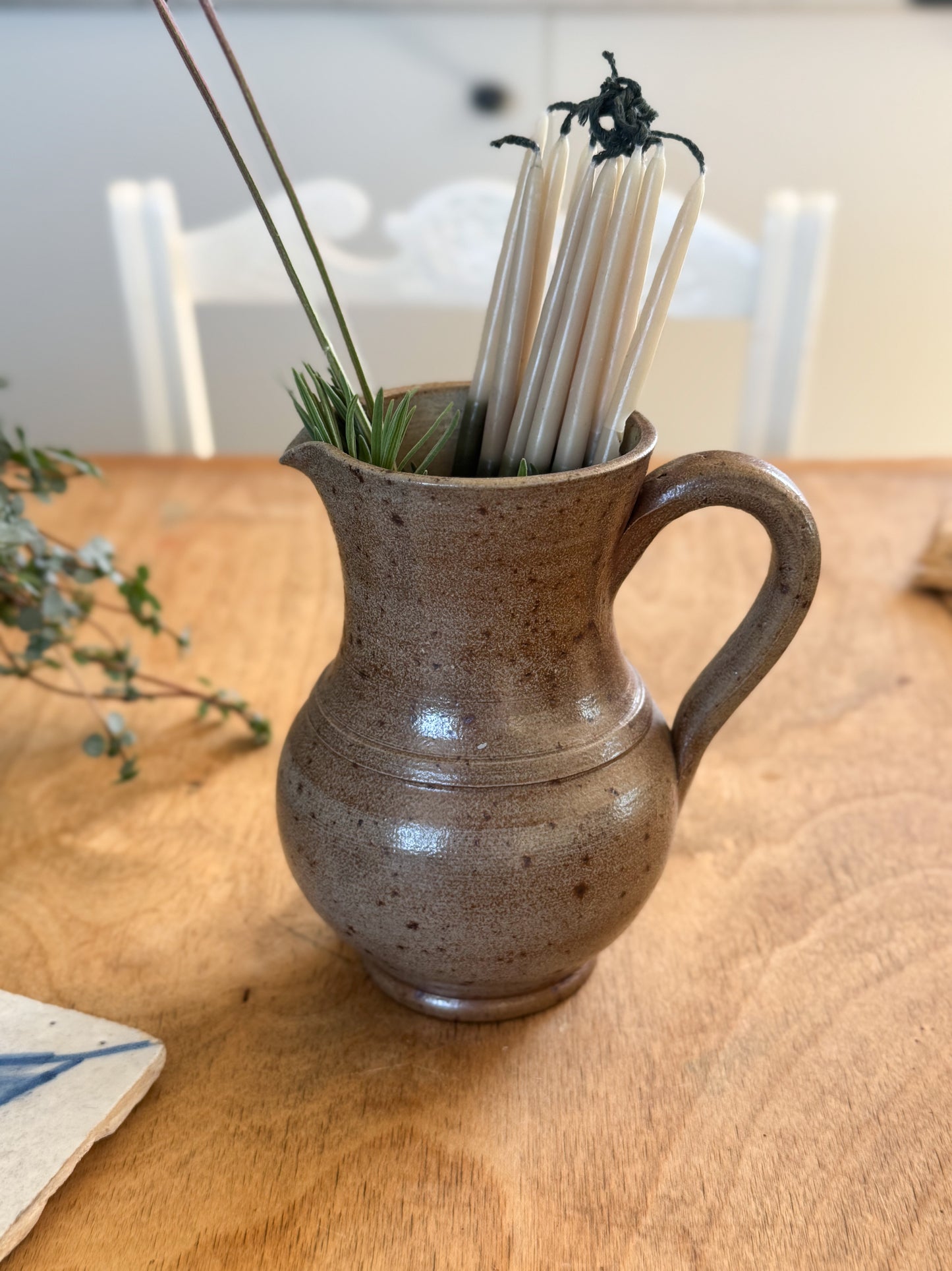 Vintage French Studio Pottery Jug – Speckled Glaze