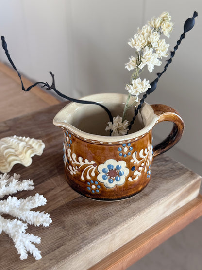 Vintage French Alsace Studio Pottery Slipware Creamer, Signed