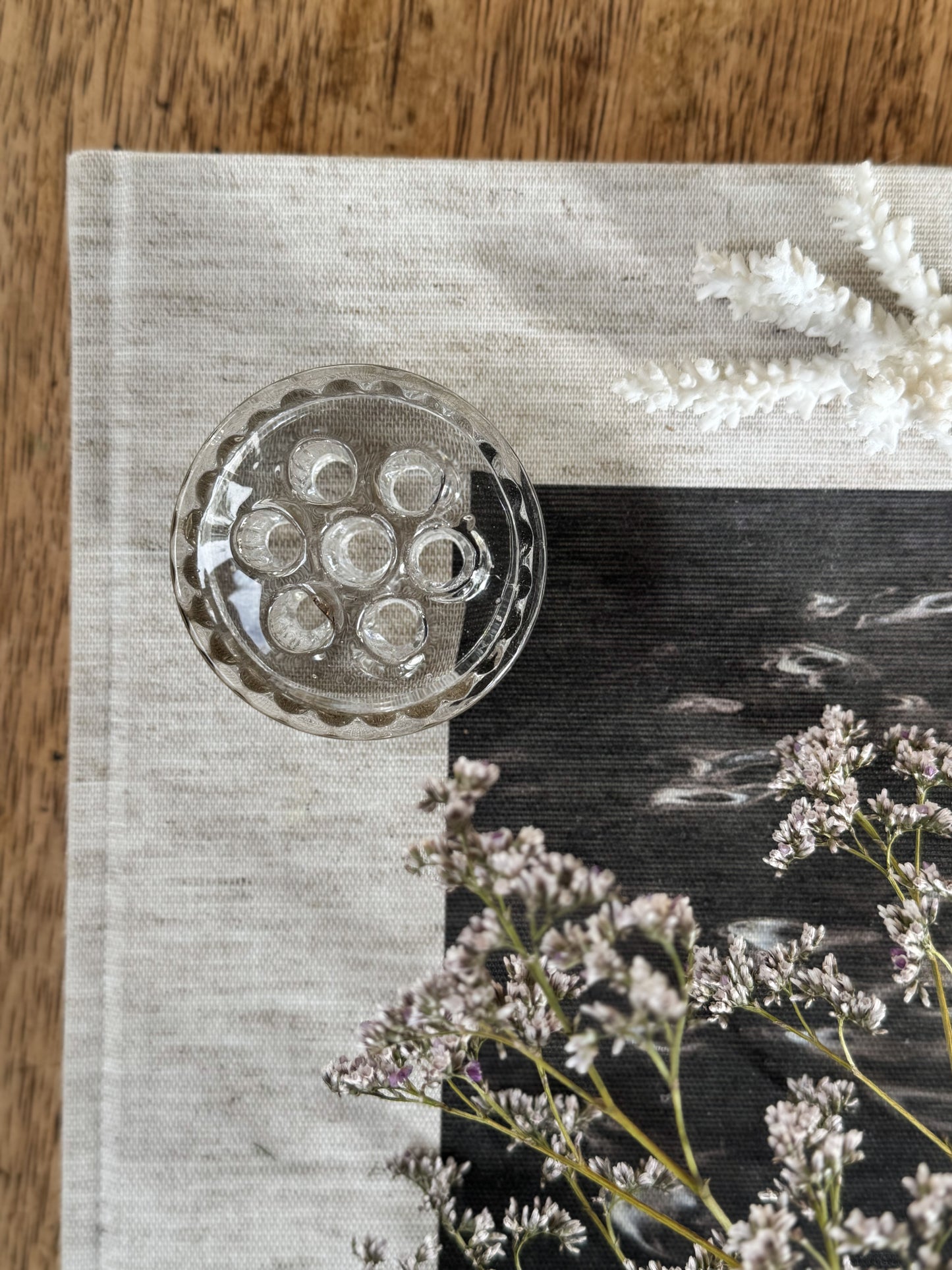 Vintage 1930s Miniature Handmade Glass Flower Frog