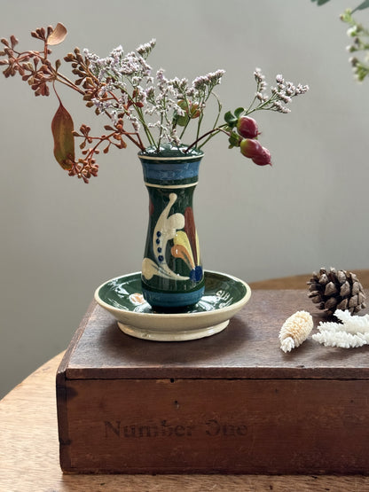 Vintage Aller Vale Slipware Hat Pin Holder - “A Place For The Hat Pins”