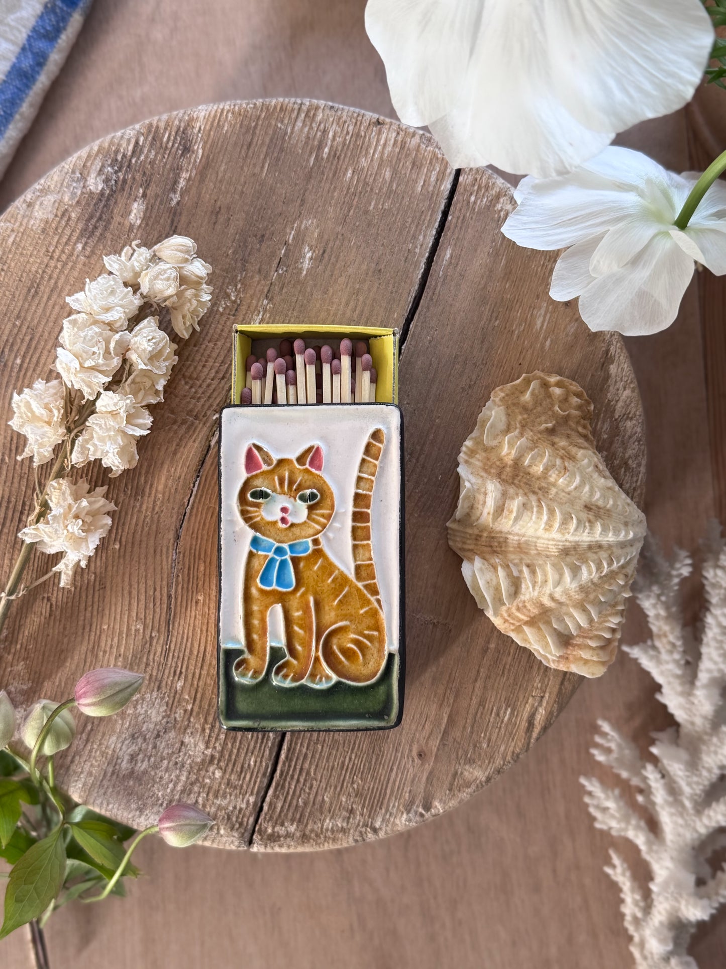 Vintage Studio Pottery ‘Ginger Cat’ Matchbox by Simanyi Ceramics