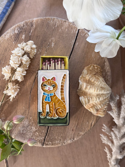 Vintage Studio Pottery ‘Ginger Cat’ Matchbox by Simanyi Ceramics