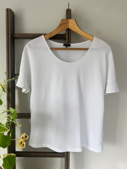 Jaeger Textured Cotton Top, Size L (Made in Portugal)
