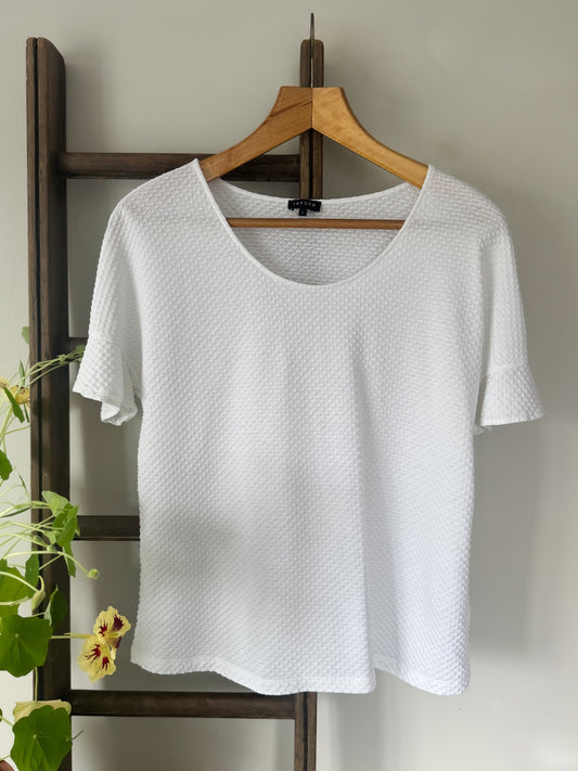 Jaeger Textured Cotton Top, Size L (Made in Portugal)