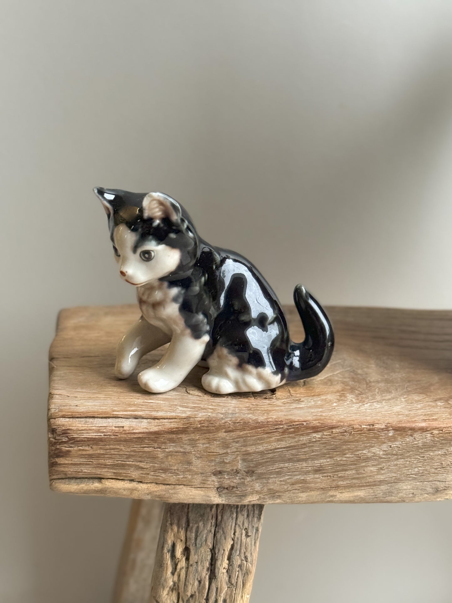 Vintage Miniature Porcelain Cat Sculpture