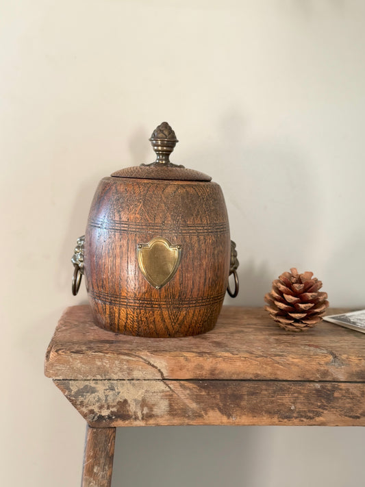 Antique Oak & Brass Ice Bucket