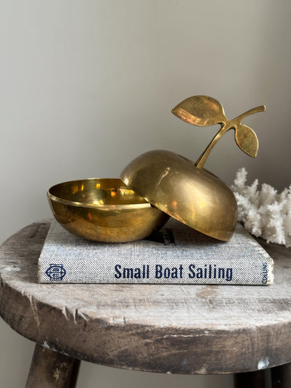 Vintage Solid Brass Brass Apple Trinket Box