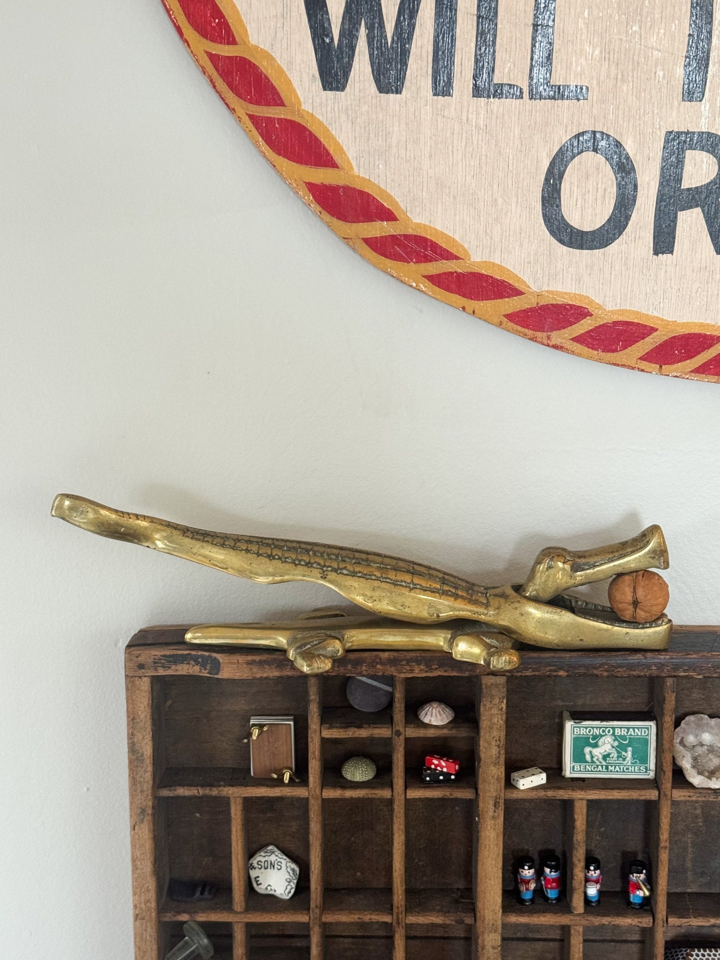 Antique 1920s-1930s Solid Brass Extra Large Alligator Nutcracker