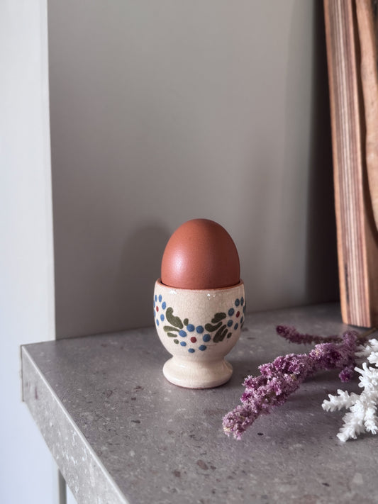 Vintage French Studio Pottery Hand-Painted Egg Cup