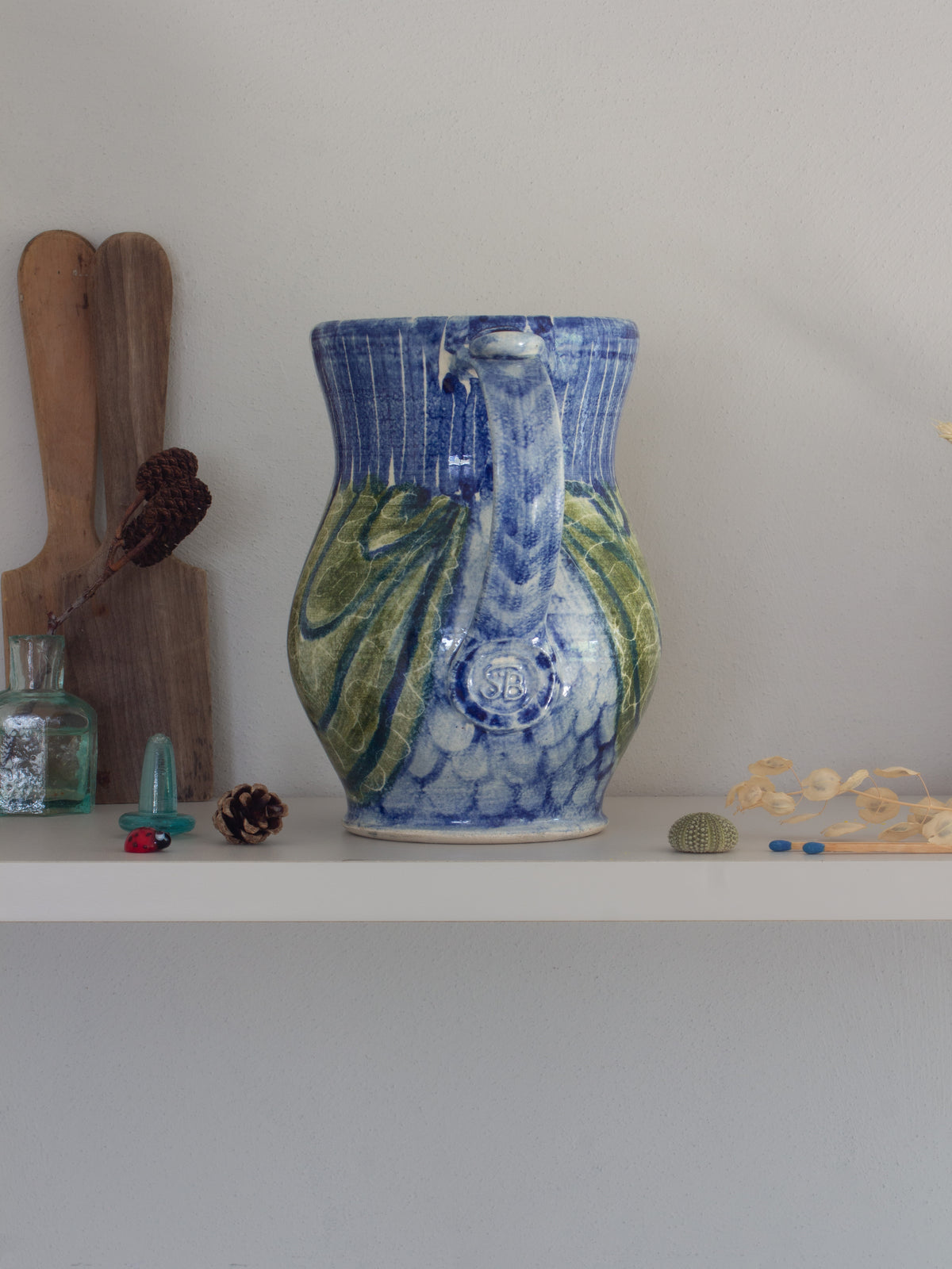 Very Rare Welsh Studio Pottery Owl Jug by Steve Barkworth, Pen y Bonc Pottery, Amlwch, Anglesey
