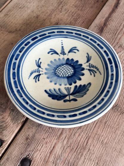 Vintage Spanish Blue Floral Wall Plate Chacón, Talavera, Spain