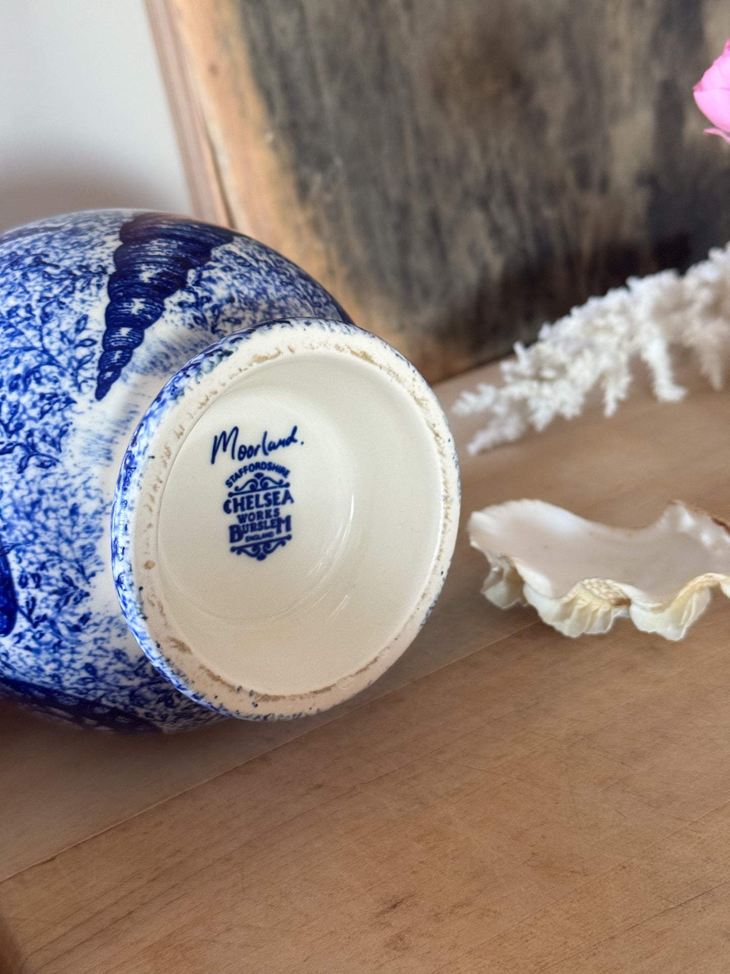 Very Rare Vintage Moorland Staffordshire Sea Shell Spongeware Jug