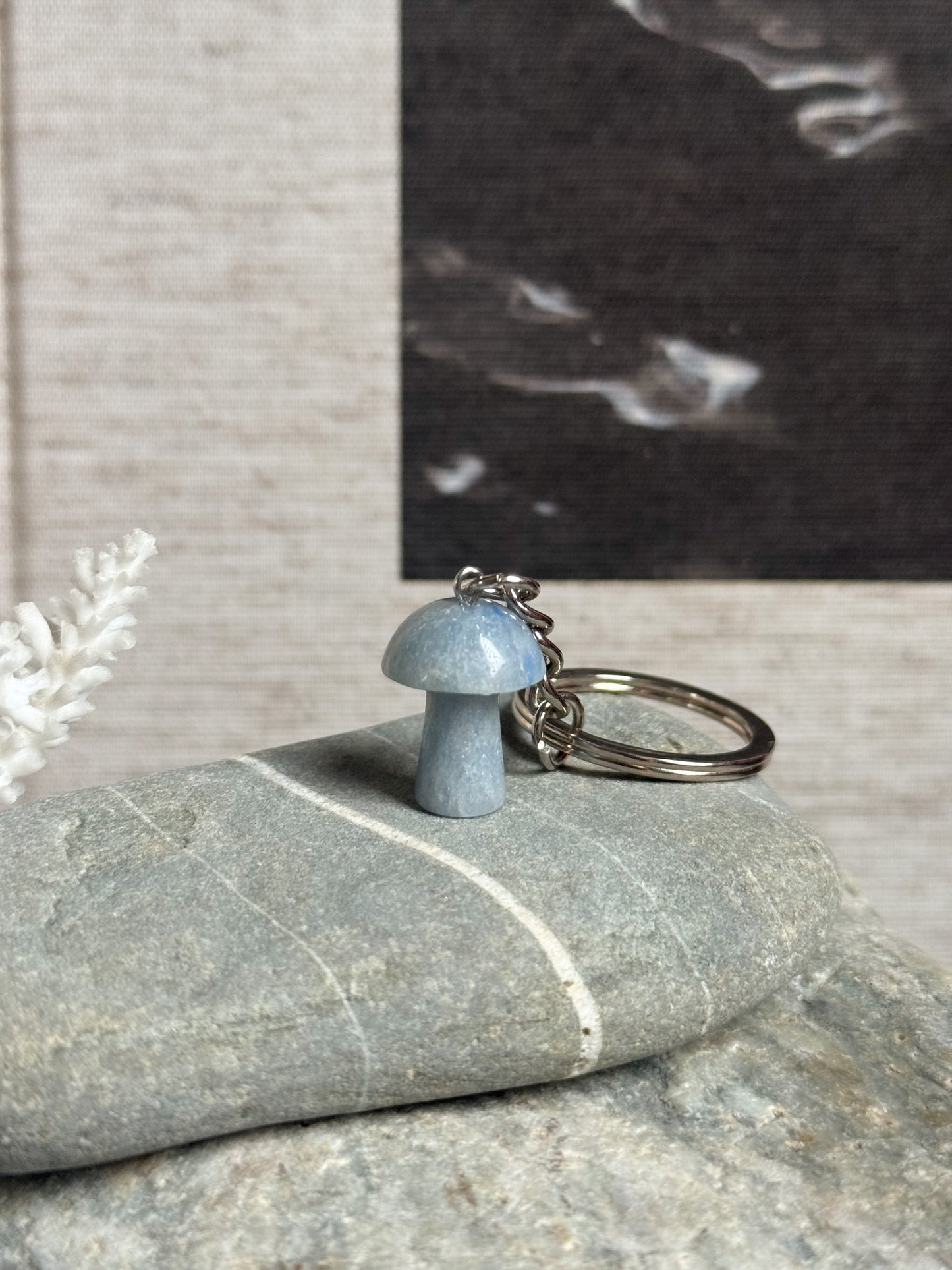 Polished Crystal ‘Little Mushroom’ Keyring (Multiple Options)