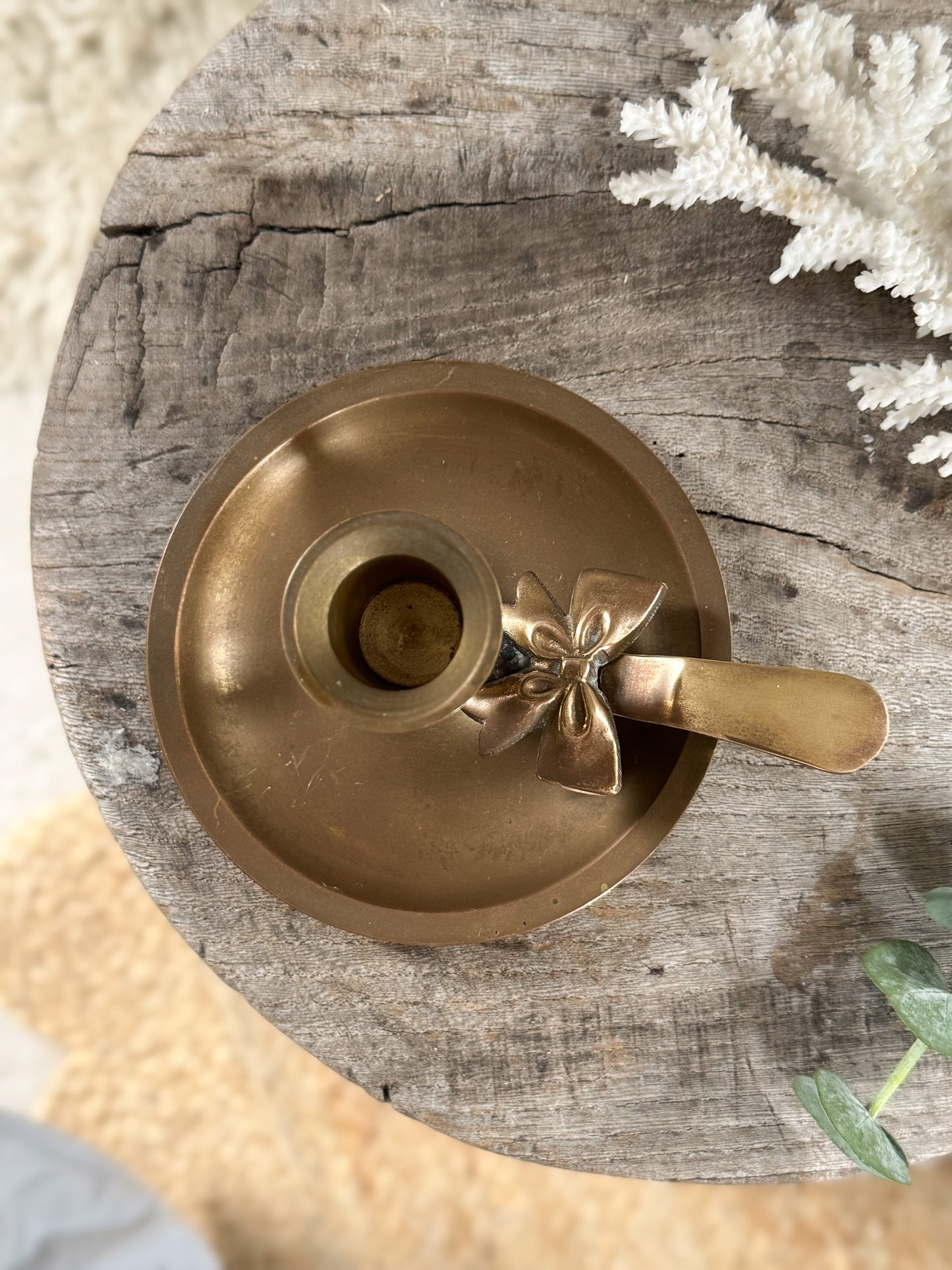 Vintage Solid Brass Bow Chamberstick (Option 1)