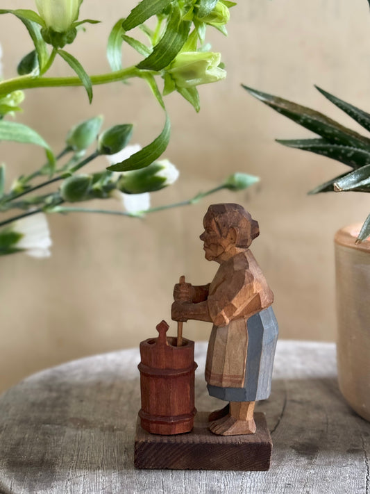 1954 Hand-Carved Folk Art Figurine ‘Dorothy’ - Made in Portugal