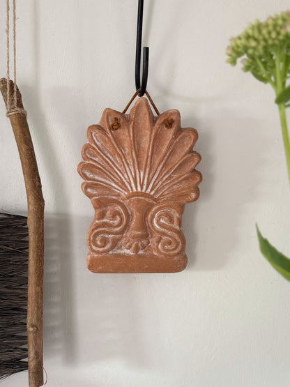 Vintage Handmade Terracotta Antefix Shell Wall Hanging