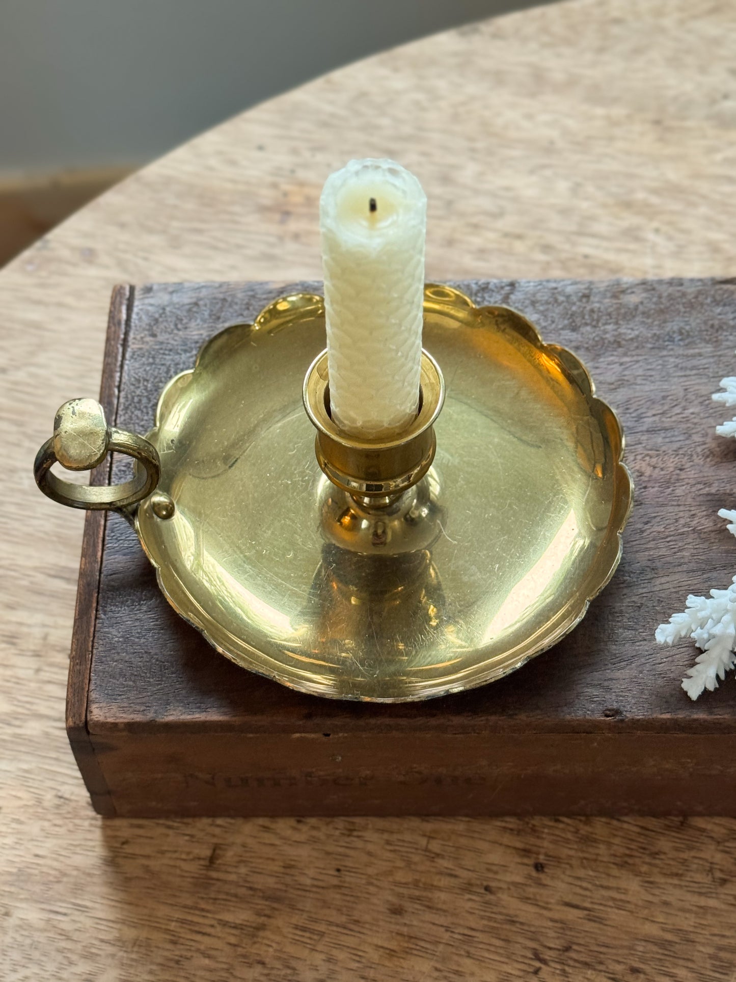 Vintage Brass Scalloped Chamberstick by Bates Brass of Birmingham