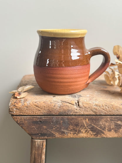 Vintage Studio Pottery Terracotta Slipware Coffee Mug