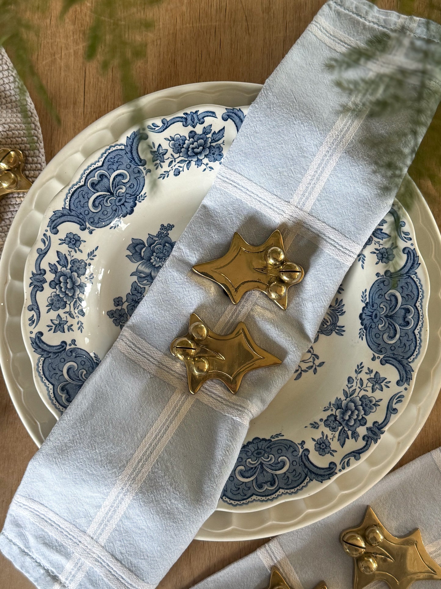 Vintage Solid Brass Holly Leaf Place Card Holders (Set of 9)
