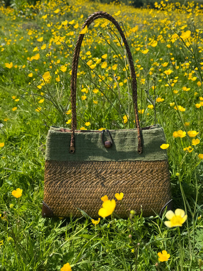 Vintage Bulrush & Hemp Shoulder Bag | Made in Thailand