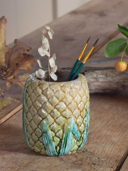 Antique Victorian Majolica Corn on the Cob Ceramic Vessel