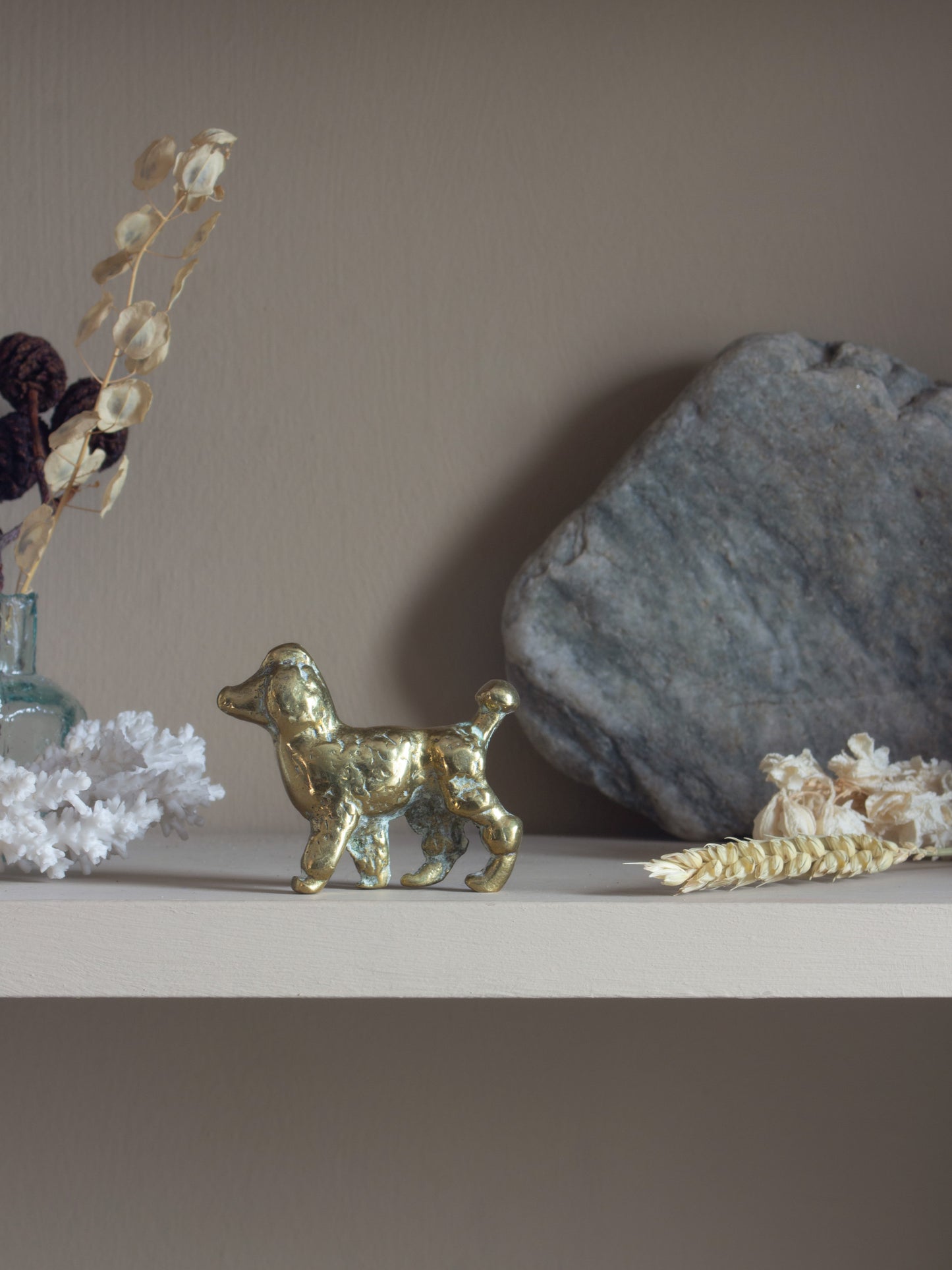 Vintage Solid Brass Poodle Figurine