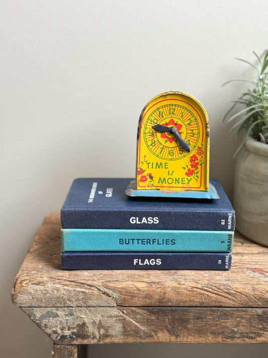 Vintage 1950s ‘Time is Money’ Decorative Money Box (blue)