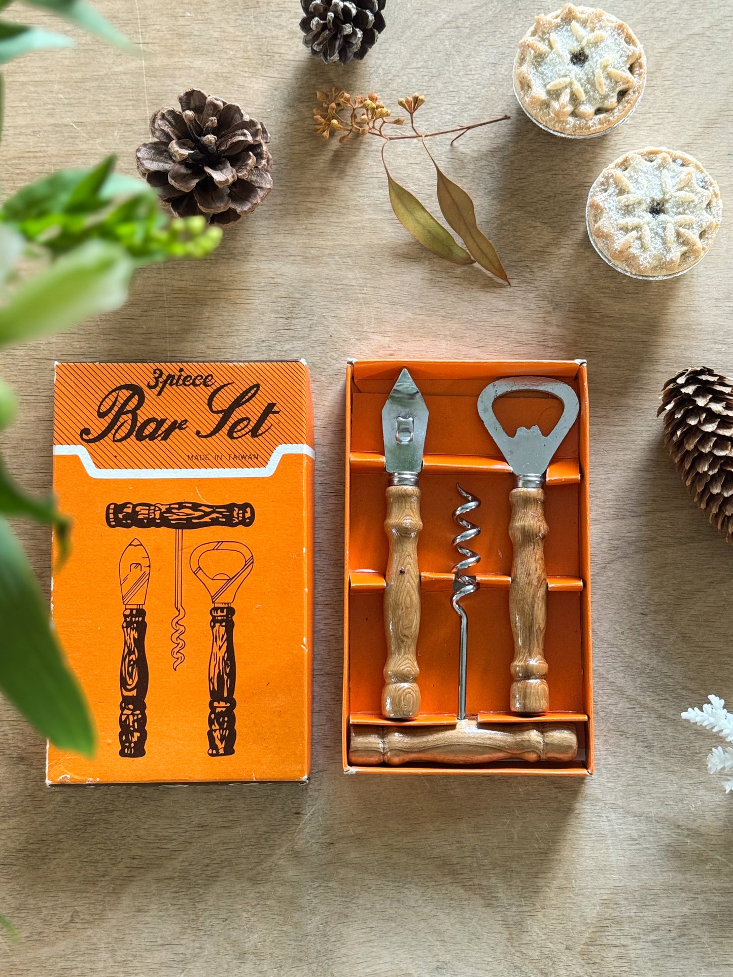 Vintage 1970s Midcentury 3-Piece Bar Set - Boxed