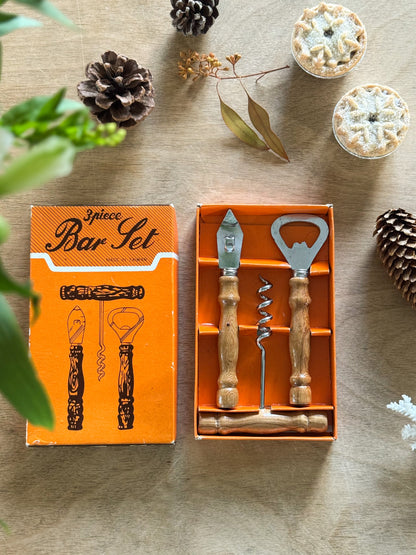 Vintage 1970s Midcentury 3-Piece Bar Set - Boxed