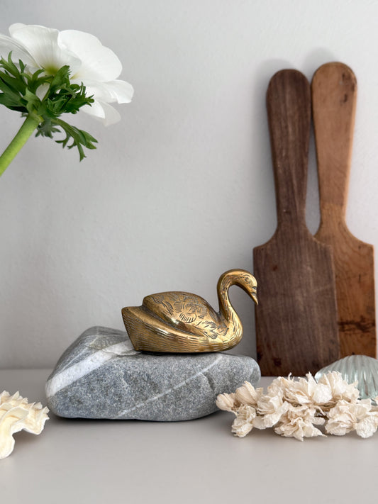 Vintage Miniature Brass Swan Figurine