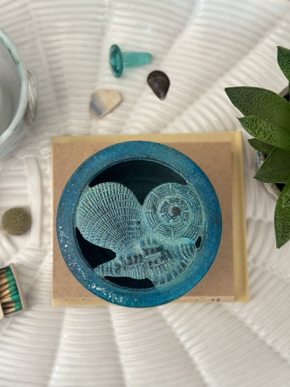 Vintage Brass Sea Shell Trinket Box with Incredible Verdigris