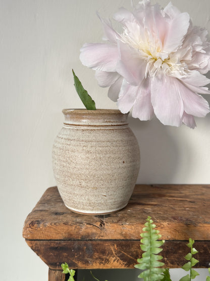 Vintage Handmade Studio Pottery Vase – Soft White Speckled Glaze