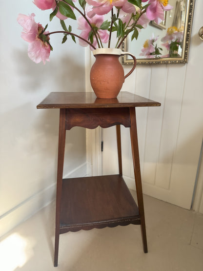 Vintage 1940s Two Tier Scalloped Edge Side Table