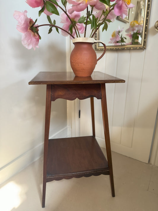 Vintage 1940s Two Tier Scalloped Edge Side Table