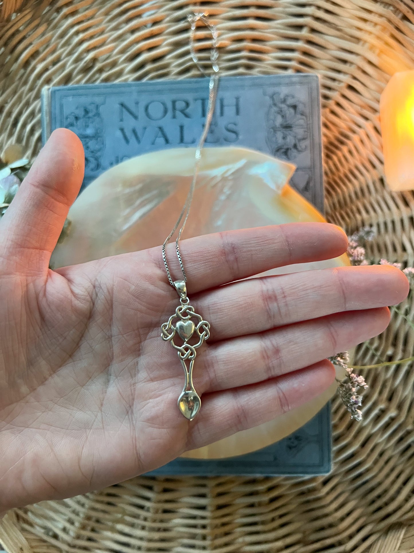 Vintage Solid Silver 925 Welsh Love Spoon Necklace
