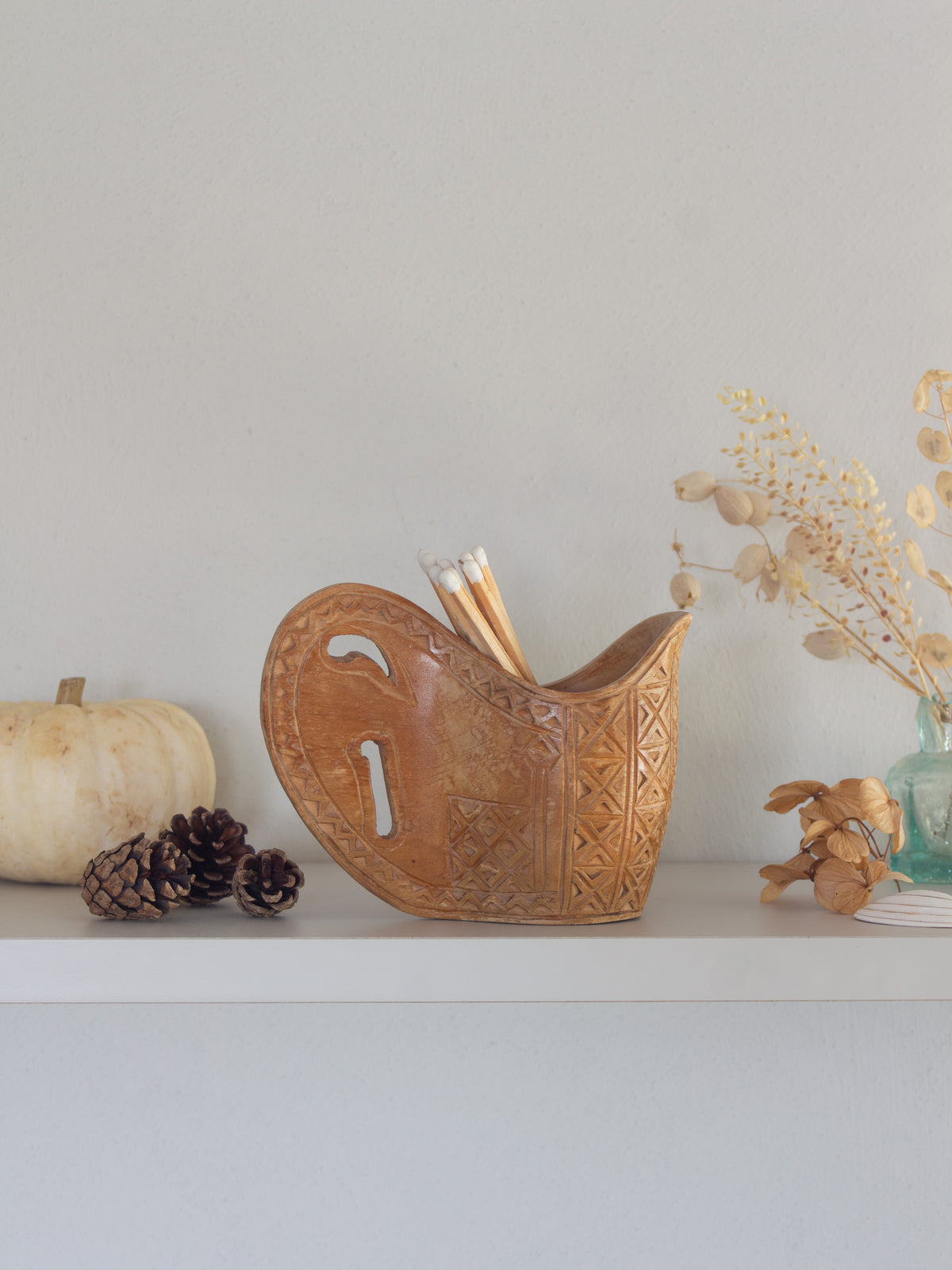 Vintage Hand-Carved Yugoslavian Wooden Folk Art Wedding Cup