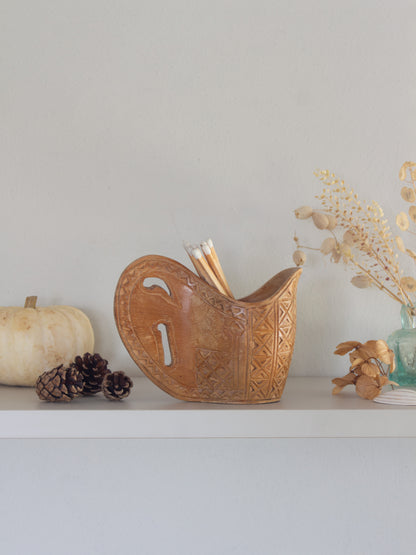 Vintage Hand-Carved Yugoslavian Wooden Folk Art Wedding Cup