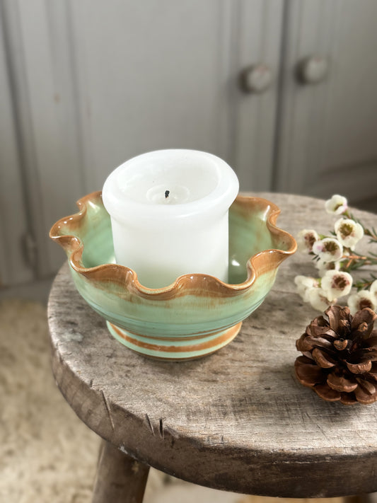 Vintage Prinknash Pottery Scalloped Edge Bowl