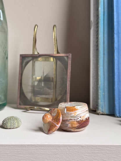 Vintage Miniature Polished Onyx Lidded Pot