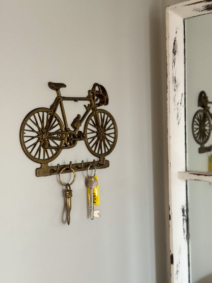 Vintage Solid Brass Bicycle Key Hook Rack