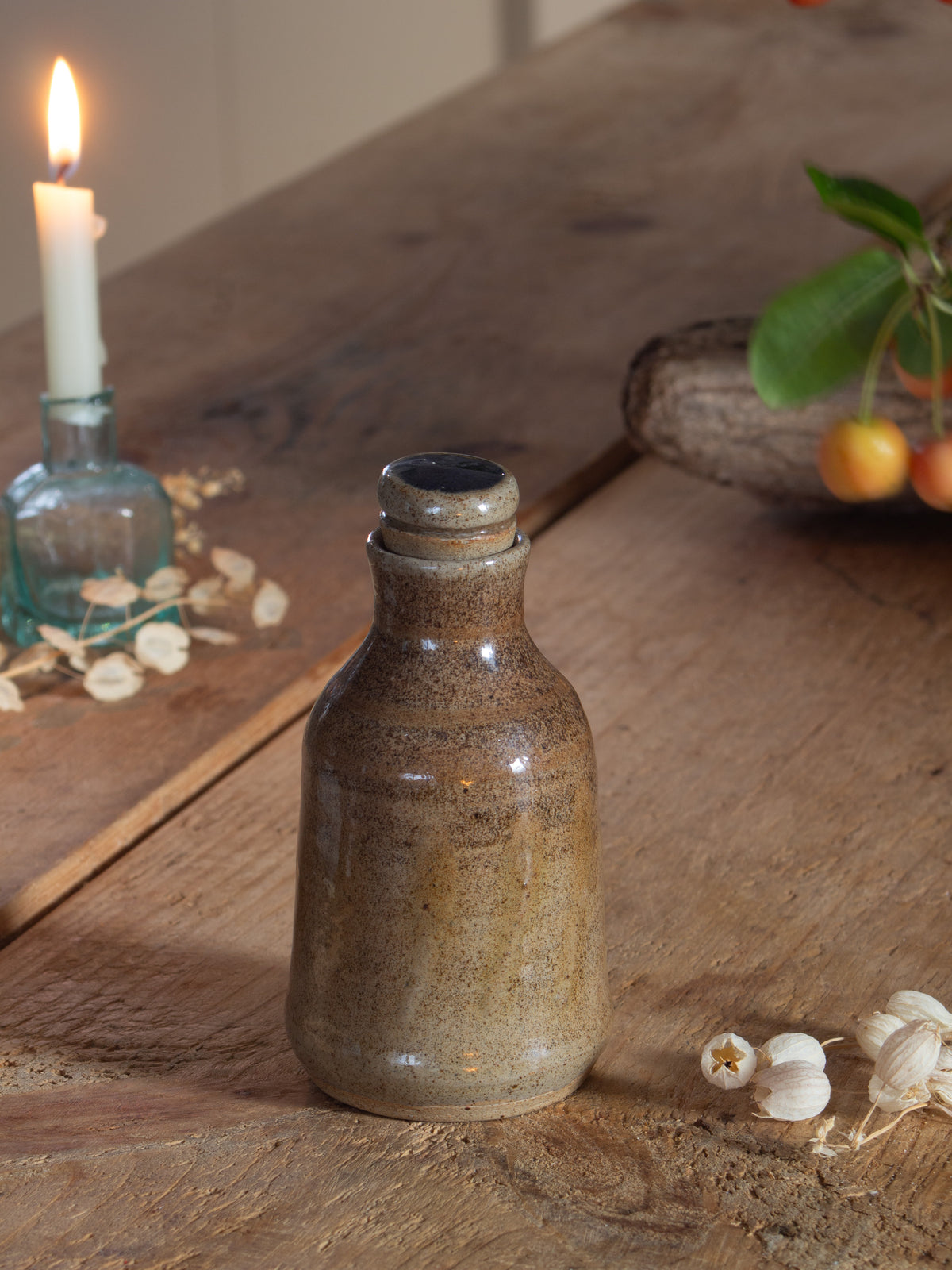 Vintage Studio Pottery Salt Glazed Bottle with Stopper