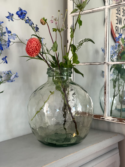 Large Vintage Spanish Handblown Glass Terrarium Carboy Vase - Stamped Vibesal