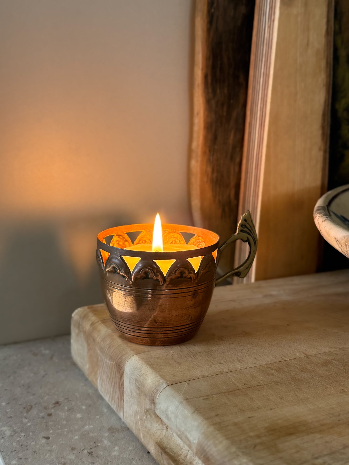 Vintage Handmade Copper & Brass Candle Cups (Two available - sold separately)