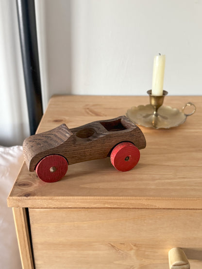 Vintage Handmade Wooden Toy Racing Car
