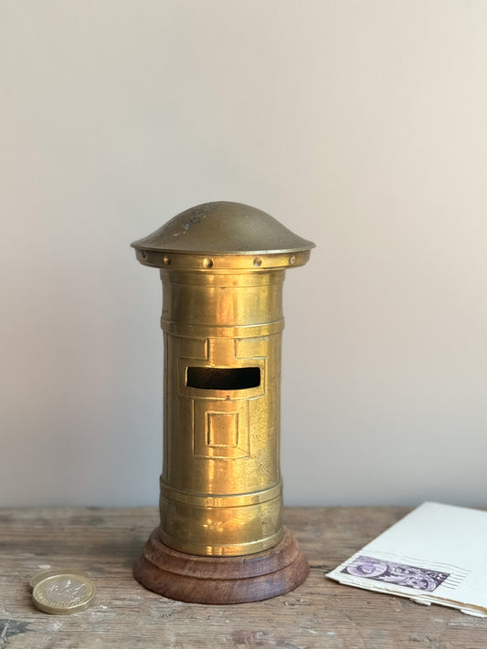 Vintage Handmade Brass Post Box Money Bank